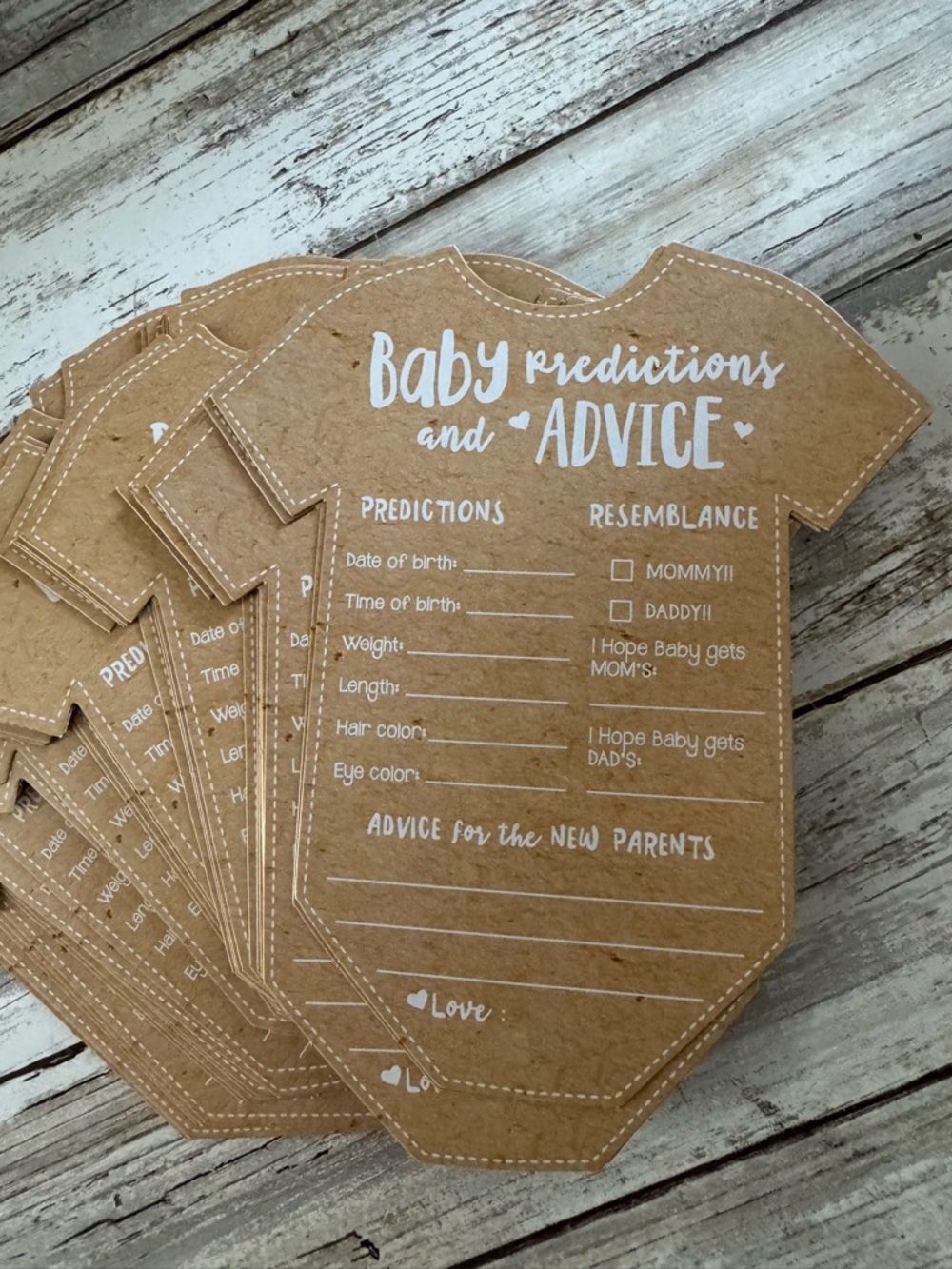 Kate Aspen 40 pc Brown Onesie Card Design Baby Shower Game Advice & Predictions